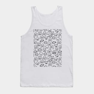 Cute Black and White Dog Lineart pattern Tank Top